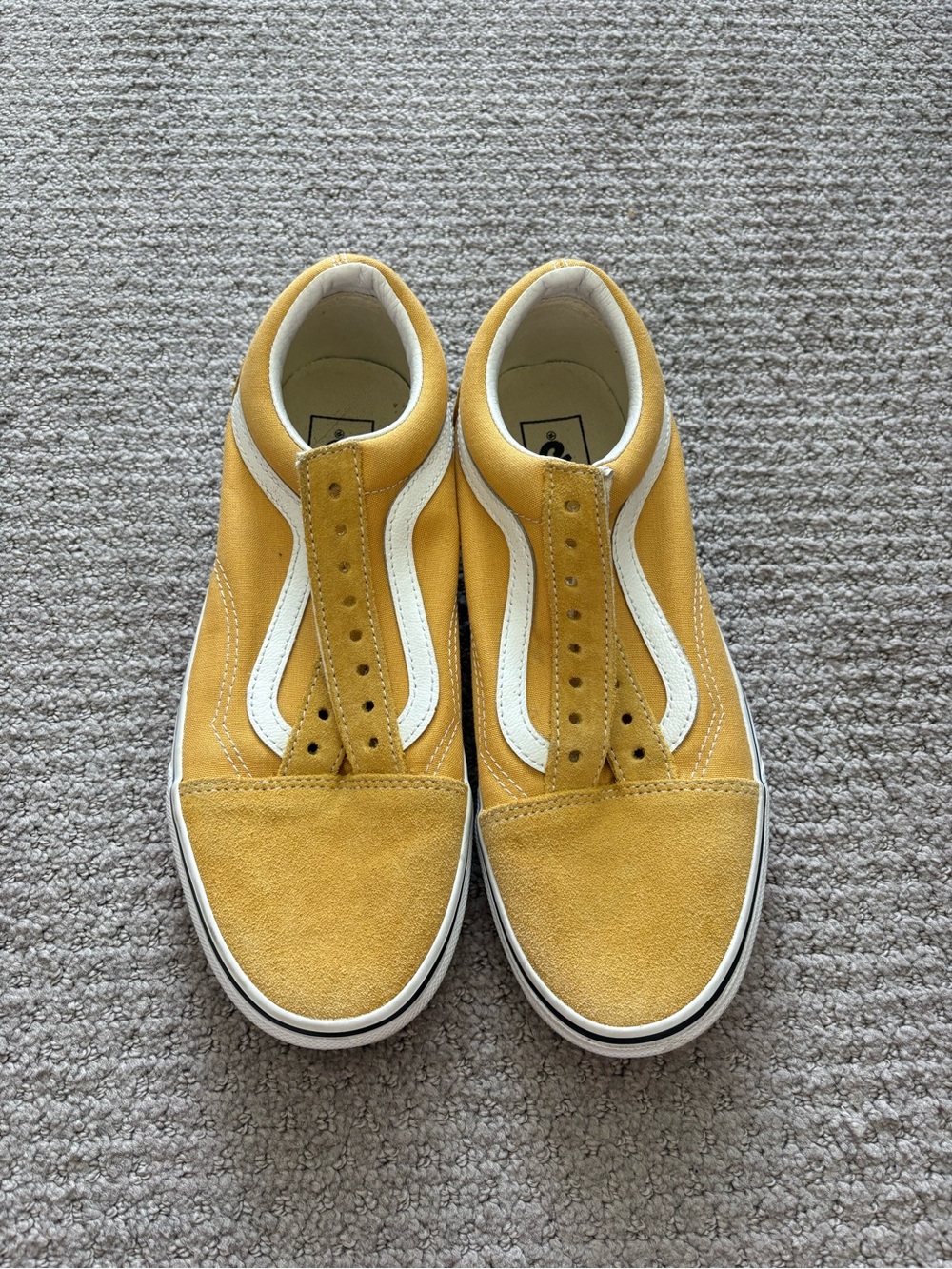 Vans Mustard Yellow Canvas Slip-On Sneakers with White Inner Lining